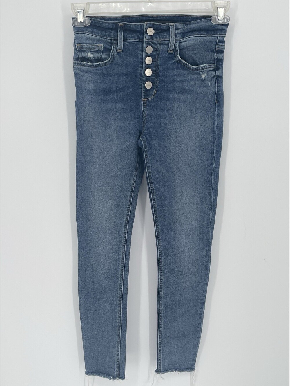 Joe's Jeans The Charlie High Rise Skinny Ankle 26 Button Fly Distressed